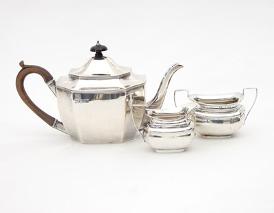 Lot 423 - A matched three-piece silver tea set, the...