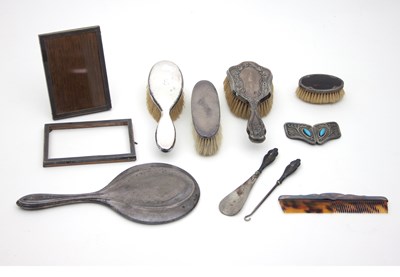 Lot 436 - A silver mounted part dressing set, a white...