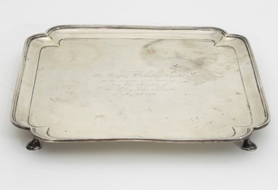 Lot 447 - A square silver waiter, T B & S, Sheffield...