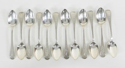 Lot 450 - A set of twelve silver teaspoons, WM,...