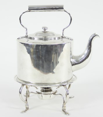 Lot 459 - A Victorian silver spirit kettle, stand and...