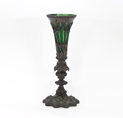 Lot 478 - An early Victorian Gothic silver vase, Henry...