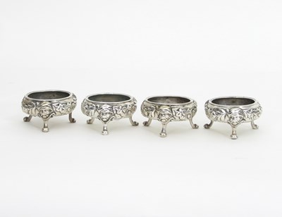 Lot 480 - A set of four George II silver salts, David...