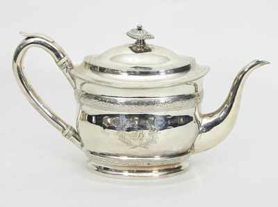 Lot 490 - A George III silver teapot, John Emes, London...