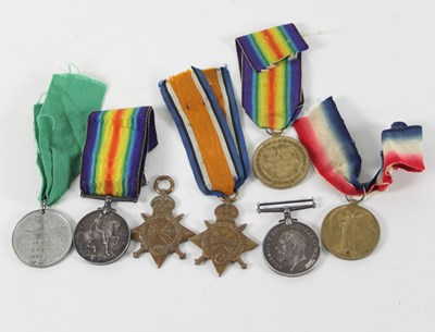 Lot 632 - A World War I trio to 966 A Sjt A J Hillier...