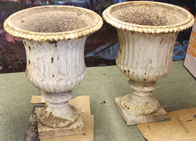 Lot 650 - A pair of Coalbrookdale urns, with fluted...