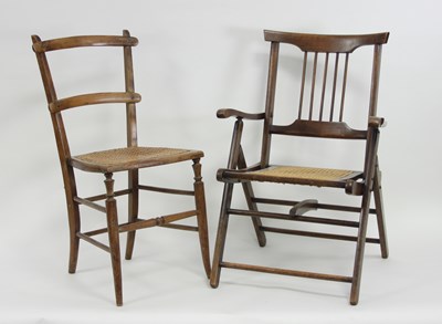 Lot 655 - An Edwardian mahogany framed folding chair...