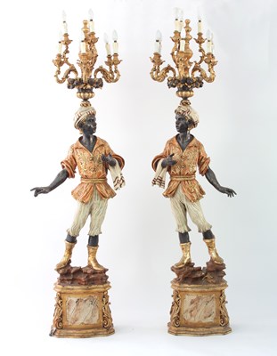 Lot 660 - A pair of 19th Century Italian candelabra...