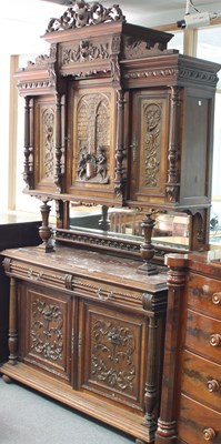 Lot 672 - A late 19th Century walnut sideboard, the...