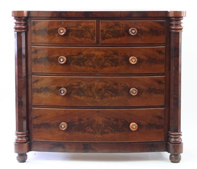 Lot 675 - A Victorian mahogany chest of three long and...