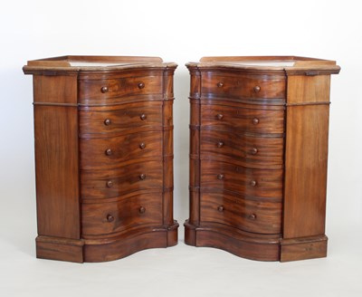 Lot 698 - A pair of Victorian serpentine bedside chests...