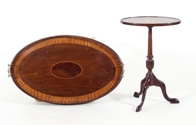 Lot 708 - A George III mahogany oval tray and a small...