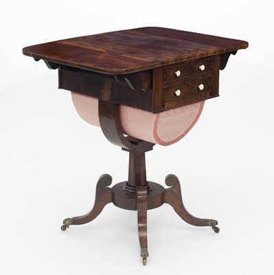 Lot 719 - A Regency rosewood work table with two flaps...