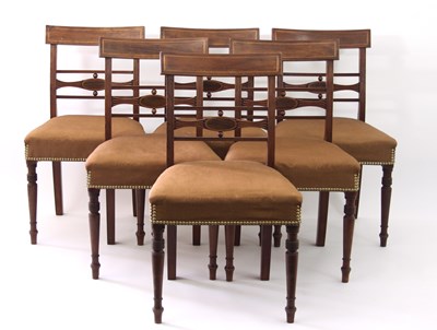 Lot 724 - A set of six George III mahogany dining chairs,...