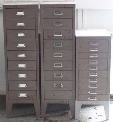 Lot 725 - A pair of metal grey painted filing chests,...