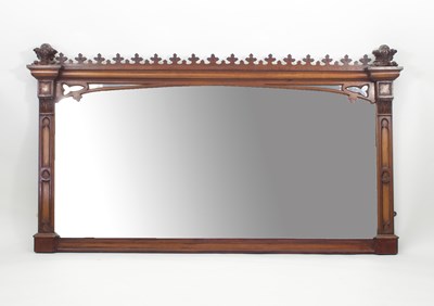 Lot 746 - A Victorian gothic oak overmantel with carved...