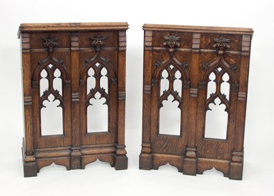 Lot 751 - A pair of Victorian gothic oak prayer desks,...