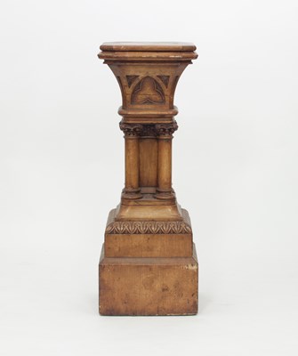 Lot 755 - A Victorian gothic oak pedestal with square...