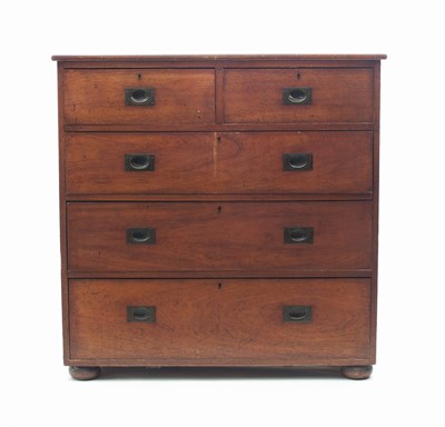 Lot 756 - A 19th Century oak chest of three long and two...