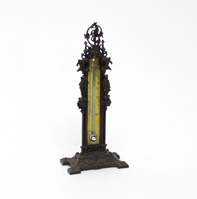 Lot 771 - A Victorian gothic thermometer with brass...