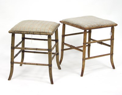 Lot 784 - A pair of Edwardian stools with simulated...