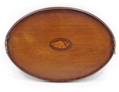 Lot 789 - An oval mahogany twin-handled tray, with...