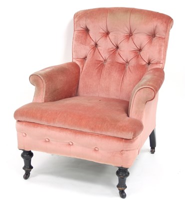 Lot 795 - A Victorian armchair with deep button back,...