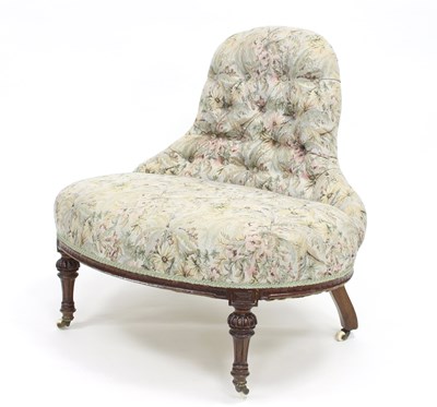 Lot 810 - A Victorian button back chair with walnut...