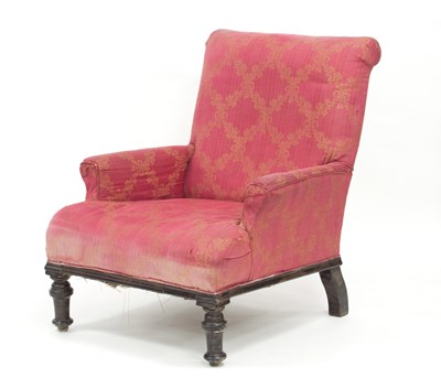 Lot 825 - A Victorian upholstered armchair on turned...