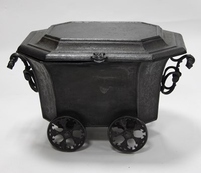 Lot 828 - A Victorian tole peinte coal trolley, with...