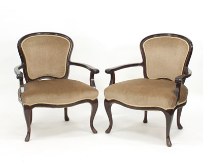 Lot 840 - A pair of carved frame open armchairs and a...