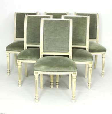 Lot 843 - A set of six painted and upholstered French...