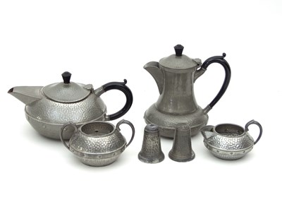 Lot 863 - A 'Craftsman' four-piece pewter tea set, with...