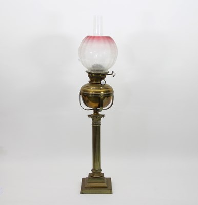 Lot 871 - A Victorian brass oil lamp, with Corinthian...