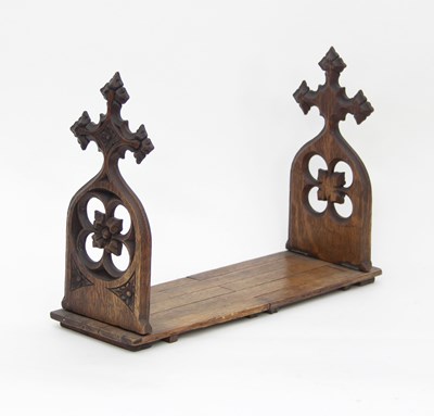 Lot 893 - A Victorian oak book carrier, with cruciform...