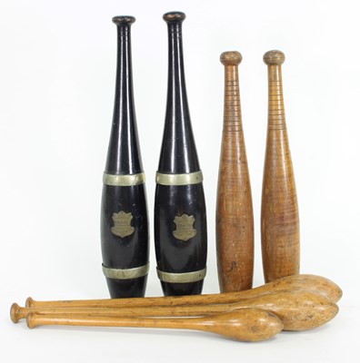 Lot 901 - Three juggler's batons with turned wood...