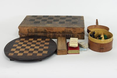 Lot 909 - A leather chess and backgammon board, with...