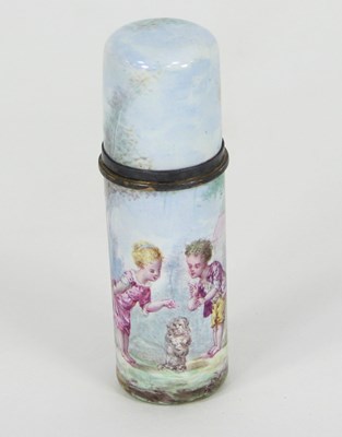 Lot 912 - A French enamelled scent bottle, depicting...