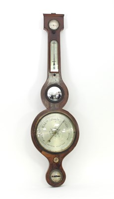 Lot 925 - A mahogany wheel barometer with silvered dial,...