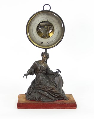 Lot 934 - A 19th Century French aneroid barometer and...