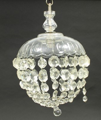 Lot 944 - A pair of cut glass ceiling light shades, hung...