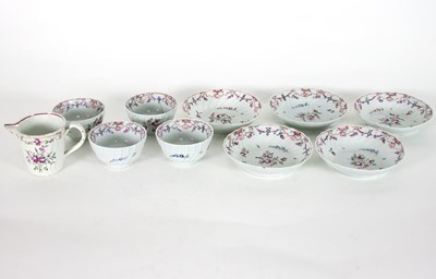 Lot 960 - Four New Hall tea bowls, five saucers and a...