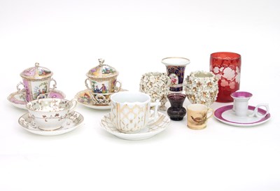 Lot 969 - Two Dresden 'trembleuse' cups, covers and...