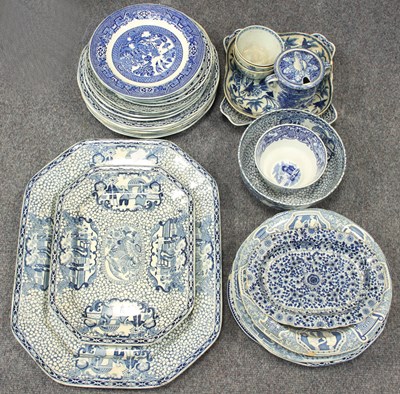 Lot 977 - A quantity of blue and white printed china