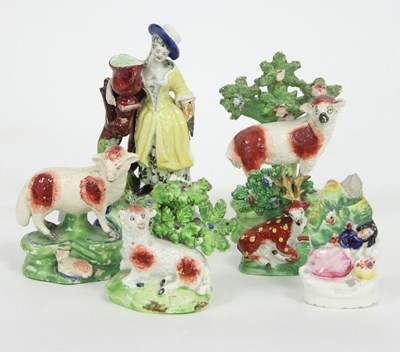 Lot 979 - A group of six Staffordshire figures to...