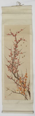 Lot 1010 - A Chinese scroll depicting a prunus tree in...