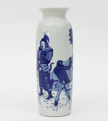 Lot 1022 - A Chinese blue and white sleeve vase, 22cm high