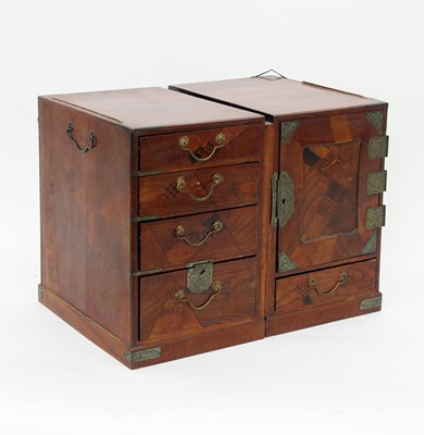 Lot 1025 - A Japanese marquetry inlaid miniature desk,...