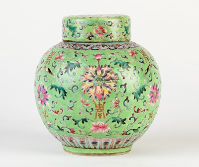 Lot 1040 - A Chinese ginger jar and cover, enamelled...