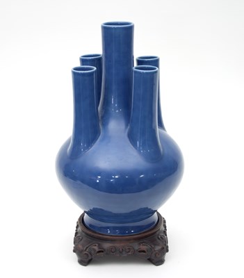 Lot 1042 - A 19th Century Chinese blue glazed flower vase...